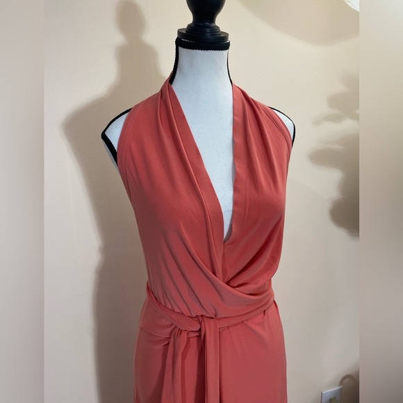 Norma Kamali Boho Halter Coral Pink Jumpsuit Playsuit Romper size Large NWT - Picture 3 of 12